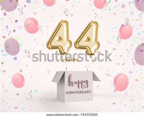 44 Years Anniversary Happy Birthday Joy Celebration 3d Illustration