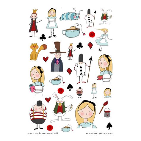 Alice In Plannerland Illustration Stickers 001 Mrsbrimbles