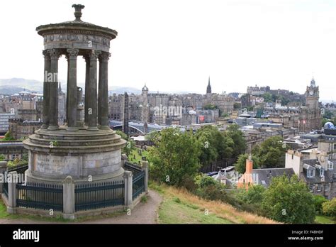 The Dugald Stewart Monument On Calton Hill In Edinburgh Scotland Stock