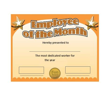 Employee Of The Month Certificate Template With Picture The Best
