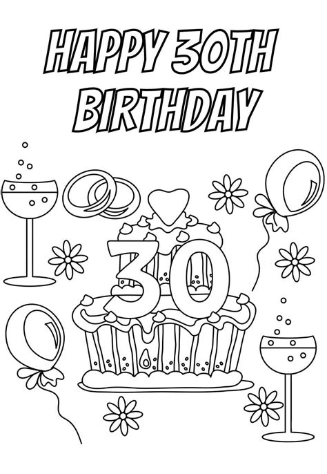 Happy 30th Birthday Coloring Pages And Cards — Printbirthdaycards
