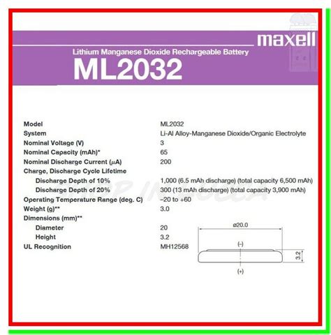 Pila Maxell Ml Hfn Bulk Ml Lir V Litio Lithium Ricaricabile