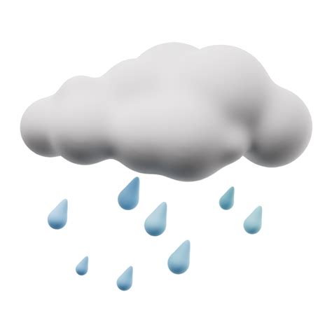 3d Cartoon Weather Rain Sign Of Dark Clouds With Raindrops Isolated On