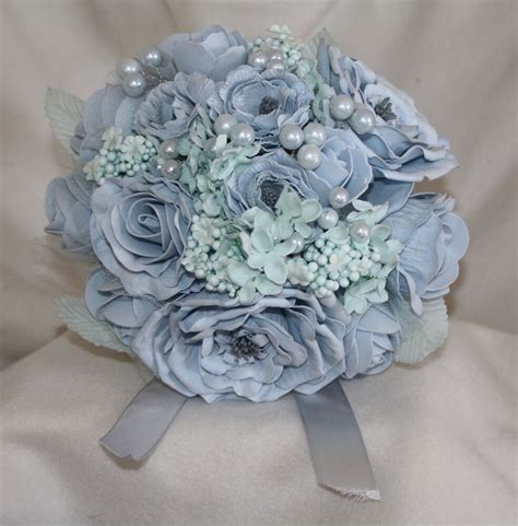 Baby Blue Bouquet Artificial Flower Foam Rose And Buttonhole