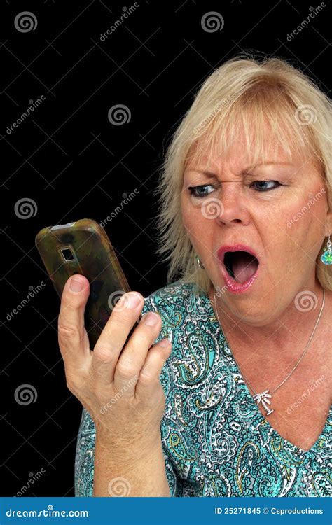 mature blonde woman with cell phone 6 stock image image of human older 25271845