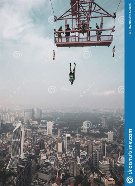 A Base Jumpers In Jumps Off From Kl Tower Editorial Stock Image
