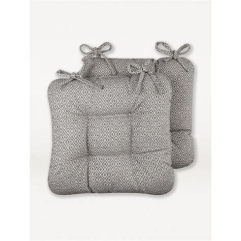 Grey Geometric Seat Cushion Pad Set Of 2 Home George At Asda