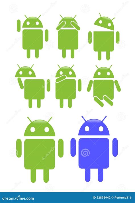 Android Icons On Isolated Background Android Vector Icons On Isolated