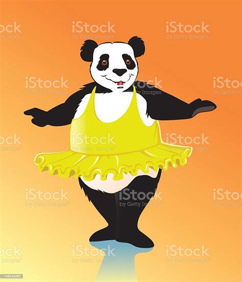 Dancing Giant Panda Ballerina In Yellow Tutu Stock Illustration