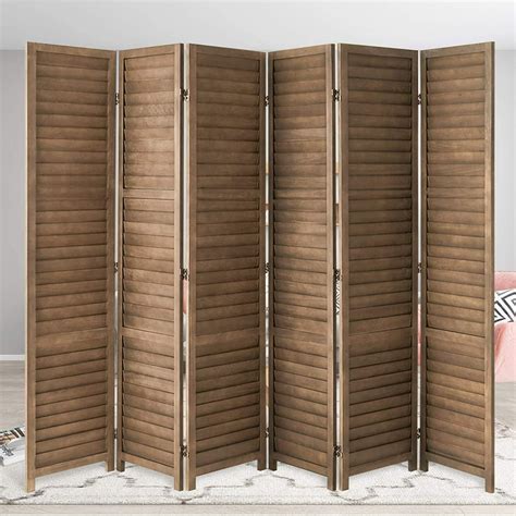 Yodolla 56 Ft Tall Room Divider 6 Panel Wood Privacy Screen