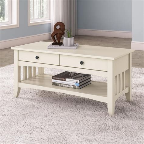 Corliving Crestway Antique White Coffee Table With Drawers Lxy 014 T
