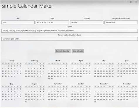 Simple Calendar Maker For Windows 10 Pc Free Download Best Windows 10