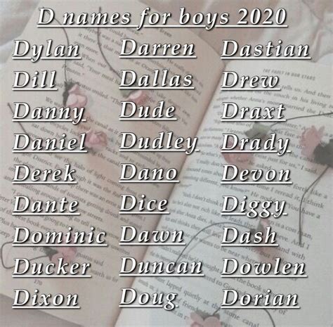 D Names For Boys 2020 Book Names Names Pretty Names