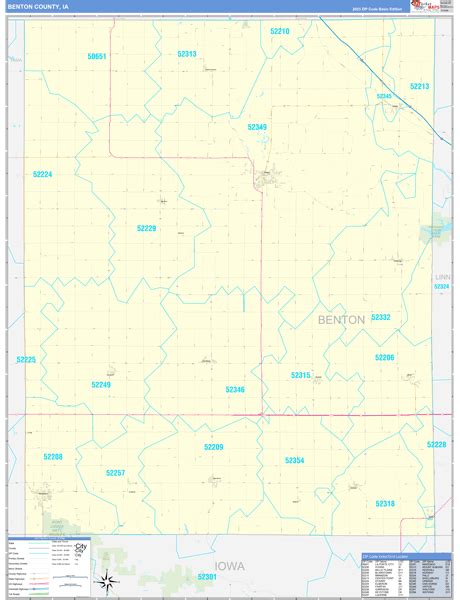 Benton County Ia Zip Code Wall Map Basic Style By Marketmaps Mapsales