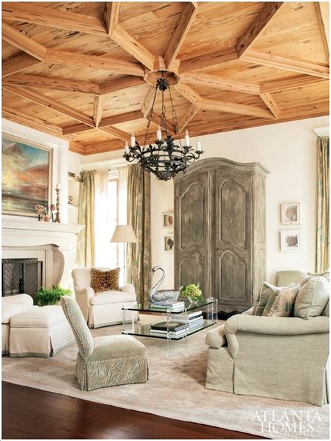 Wooden ceiling design for white living room. 10 Amazing Coffered Ceiling Ideas