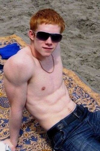 Shirtless Male Red Hair Ginger Hunk Laying On Beach Towel Dude Photo