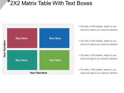 2x2 Matrix Table With Text Boxes Powerpoint Shapes Powerpoint Slide