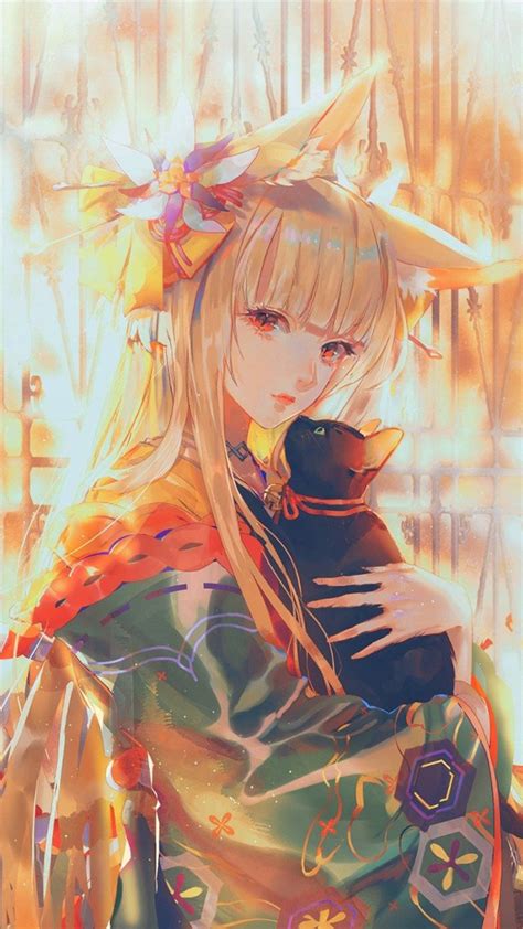 Female anime character wallpaper, anime girls, original characters. Anime Girl With Cat 4K Ultra HD Mobile Wallpaper