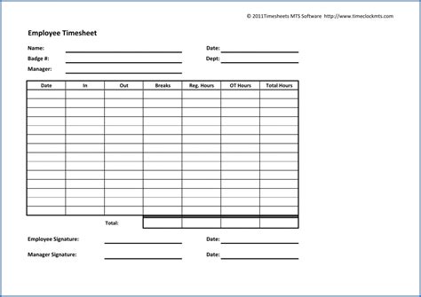 Professional Standard Timesheet Template Excel Card Templates Free