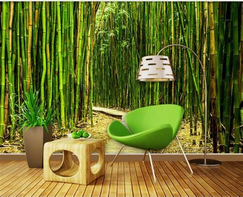 3d Wallpaper For Room Bamboo Forest Small Road Scenery