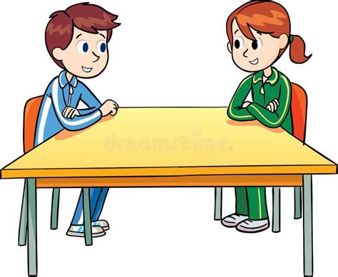 Children Sit At An Empty Table And Chat Stock Vector Illustration Of