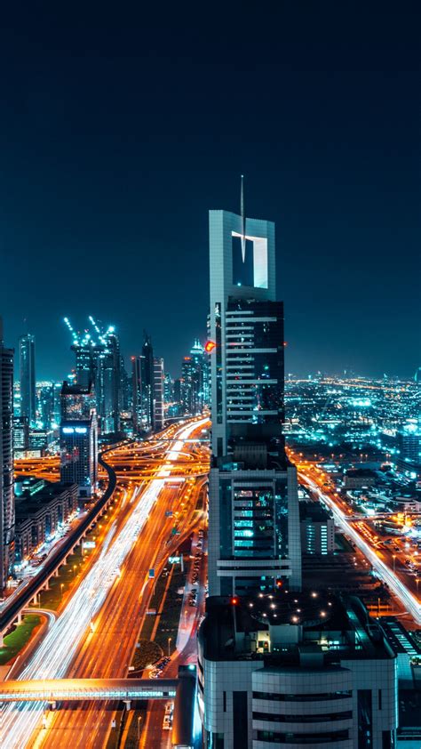 Download Wallpaper 1080x1920 Dubai City Buildings Cityscape Night