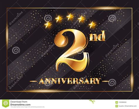 2 Year Anniversary Celebration Vector Logo 2nd Anniversary Stock