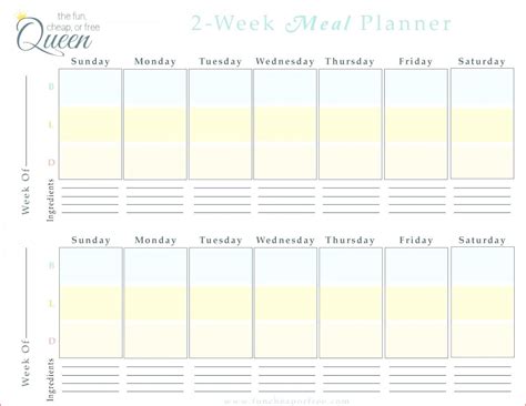 Two Week Schedule Template Example Calendar Printable