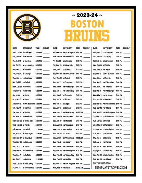 Boston Bruins Calendar 2024 Printable Word Searches