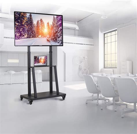 Mobile Tv Cart For 32 80 Height Adjustable Rolling Floor Tv Stand W
