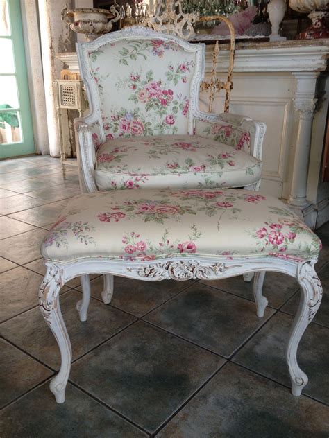 You can almost taste the sweetened iced tea as soon as you country cottage style furniture. Country French roses chair with bench #shabbychicchair ...