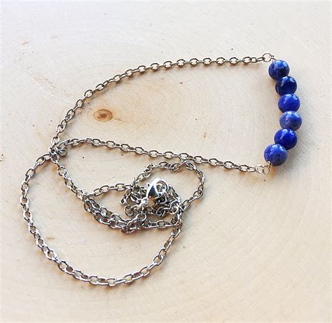 Healing Crystal Bead Necklace Blue Reiki Stone Jewelry Etsy