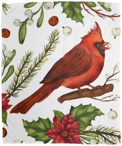 Soft Red Cardinal Bird Print Throw Blanket Cozy Blanket Perfect For As