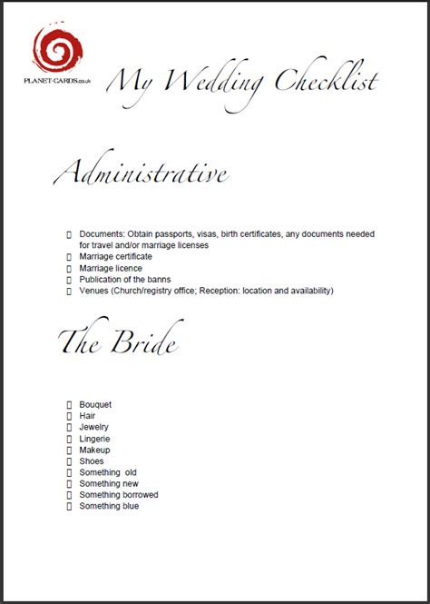 Free 10 Sample Wedding Checklists In Pdf Explore Our Sample Of