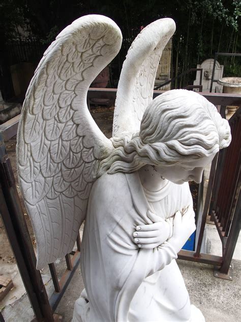 Large Kneeling Angel Statue In Carved Marble At 1stdibs Marble Angel