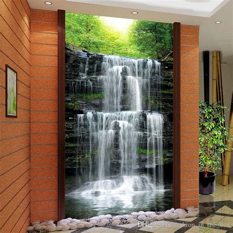 Custom 3d Landscape Wallpaper For Walls 3d Waterfall Photo Wallpaper