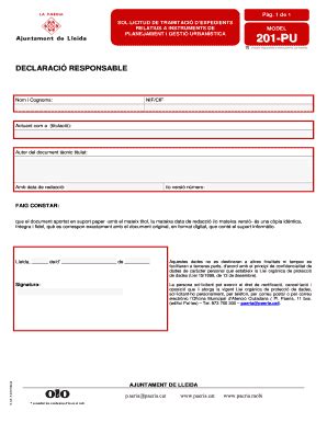 Fillable Online Model Formalitzat De Declaraci Responsable Ajuntament