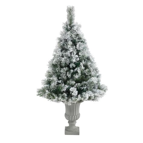 56 Flocked Oregon Pine Artificial Christmas Tree With 100 Clear Lights