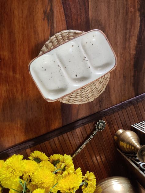 Create an elegant look for your next meal with this selection of serving platters and trays. White Stoneware Ceramic Chutney Serving Tray, Shape ...