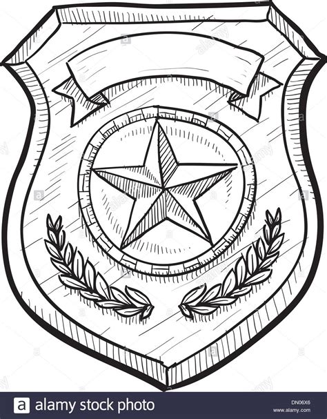 Police Badge Drawing Easy Police Badge Simple Monochrome Sign