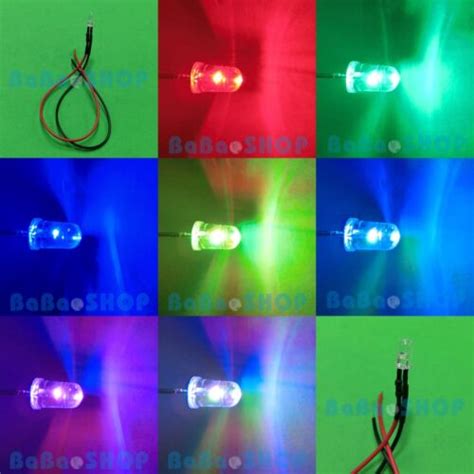 10pcs 5mm Slow Flashing Colorful Rgb Flash Red Blue Green Led 9v 12v Pre Wired Ebay