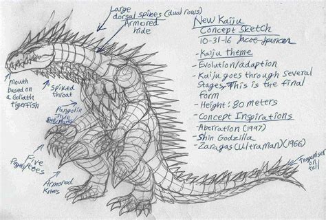 New Kaiju Concept Sketch 10 31 16 By Jacobspencerkaiju79 On Deviantart