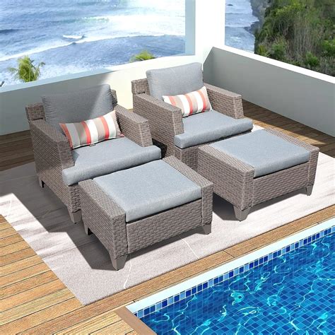 Sunsitt 4 Piece Patio Furniture Set Outdoor Wicker Lounge