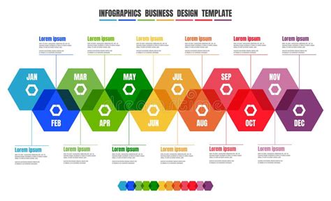 Infographics Full Year Timeline Colorful Template Design With All
