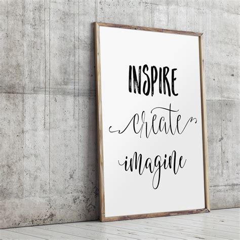 Inspire Create Imagine Print Inspirational Wall Art Trendy Etsy