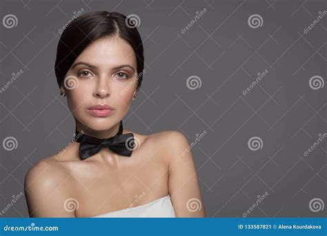 Fashionable Female Portrait Nude Shoulders Stock Image Image Of