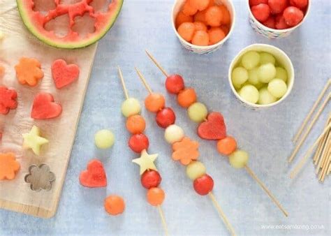 Thrill the kids with these fun and fabulous christmas food ideas. Easy Melon Fruit Kebabs for Kids Recipe