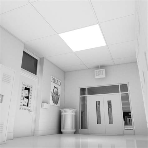 School Hallway White 3d Model Cgtrader