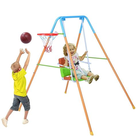 Karmas Product Toddler Swing Playset 2 In 1 Swing Basketball