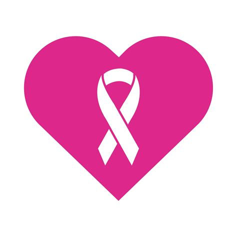 Pink Ribbon In Heart Breast Cancer Silhouette Style Icon Vector Art At Vecteezy